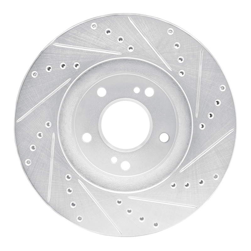 Infiniti Q45 Brake Rotor (1) - Front Left - R1 Concepts - Drilled & Slotted - Silver - `97-`01